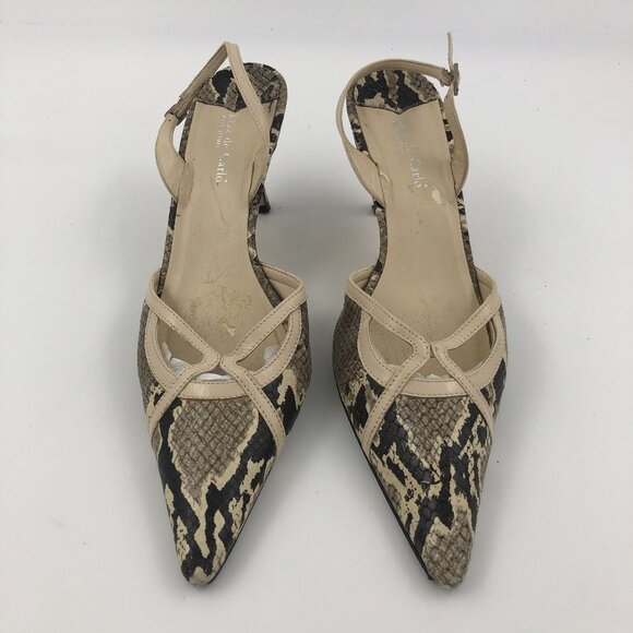MAX DE CARLO Snakeskin Pointed Toe Slingback Heels US 9M EUC - Picture 2 of 8